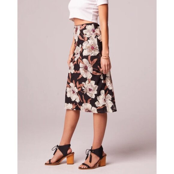 Band of the Free NWT Rho Black Floral Slip Skirt Sz Small Black Cream - Picture 11 of 16